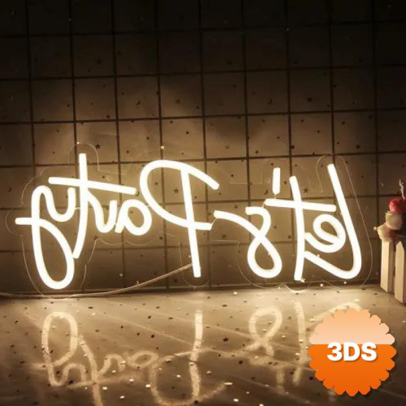 Let's Party Neon LED Tabela 45x19 cm