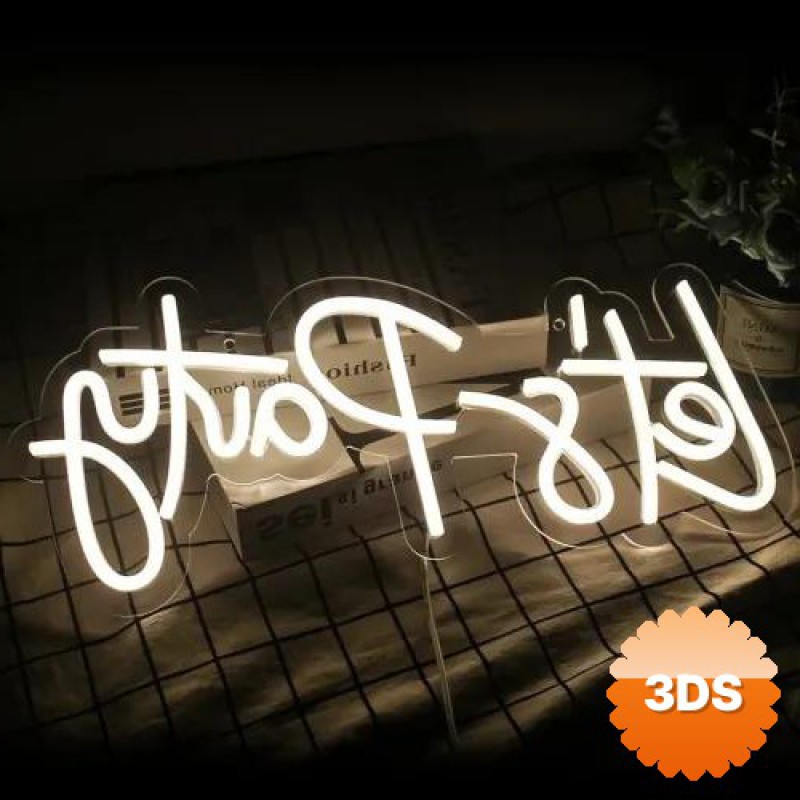 Let's Party Neon LED Tabela 45x19 cm