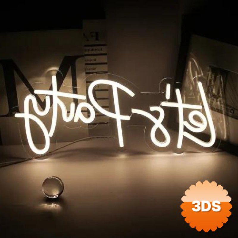 Let's Party Neon LED Tabela 45x19 cm
