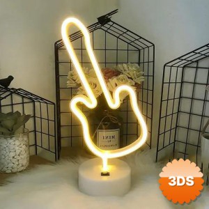Neon Gitar Masa Lambası Pil ve USB