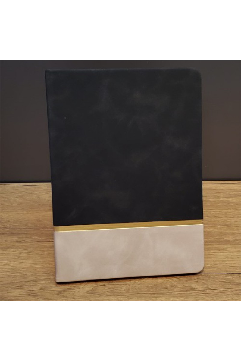Siyah Çizgili Deri Defter 21x15 cm