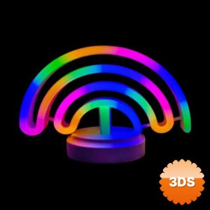 Neon Işıklı Gökkuşağı Masa Gece Lambası Pil ve USB Uyumlu