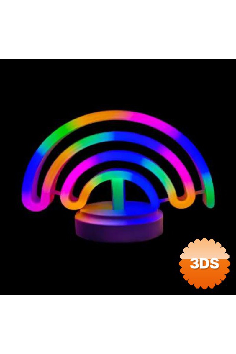 Neon Işıklı Gökkuşağı Masa Gece Lambası Pil ve USB Uyumlu