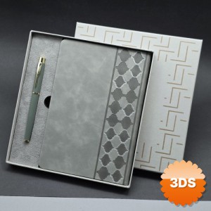 Kutulu Gri Defter Ve Metal Kalem Seti