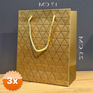 3 Adet Küçük Boy Gold İpli Karton Çanta