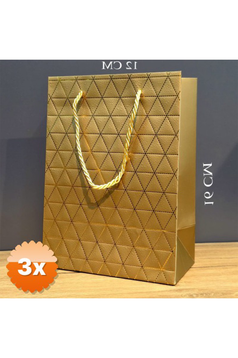 3 Adet Mini Boy Gold Karton Hediye Çantası