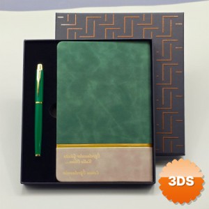 Yeşil Şeritli Defter Ve Yeşil Metal Kalem Set