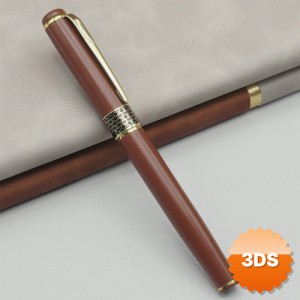 Gold İşlemeli Kahverengi Metal Roller Kalem