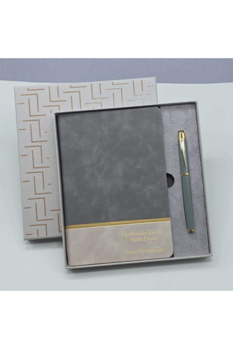 Öğretmenler Gününe Özel Deri Defter ve Kalem Seti