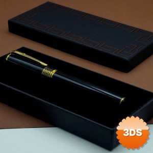 Gold İşlemeli Siyah Metal Roller Kalem, Özel Kutulu
