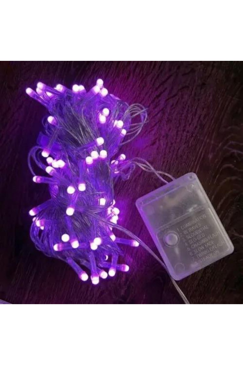 10m 100 LED Damla Uçlu Pembe Işık Şeffaf Kablo