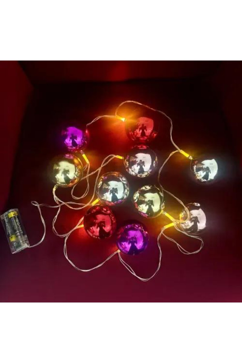 2 Metre 10 LED Pilli Top Lamba, 2 Kademeli Yılbaşı Süsü