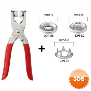 Metal Çıtçıt Düğme Pensesi ve 25 Set Düğme Takımı 11 mm
