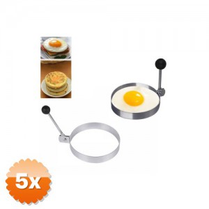 5 Adet Metalik Yuvarlak Omlet Yumurta ve Krep Kalıbı