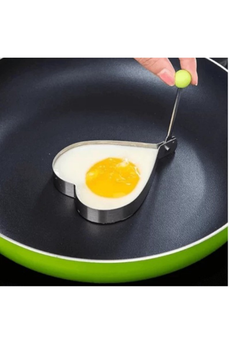 Metalik Kalp Şeklinde Yumurta ve Krep Kalıbı, Paslanmaz Metal