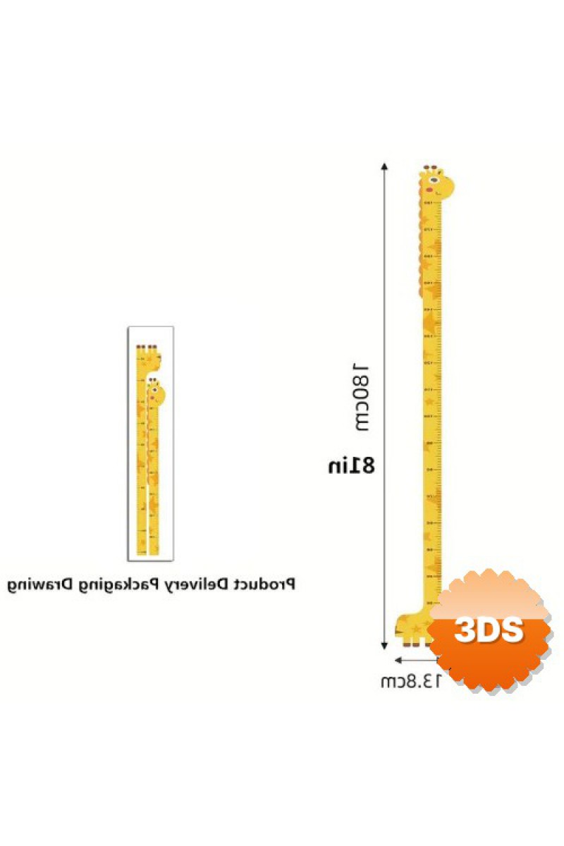 Sevimli Figürlü Çocuk Odası Boy Ölçer Sticker 180 cm