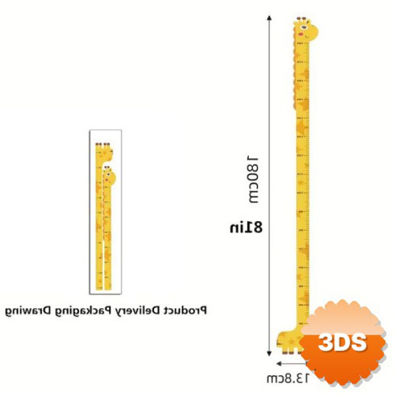 Sevimli Figürlü Çocuk Odası Boy Ölçer Sticker 180 cm