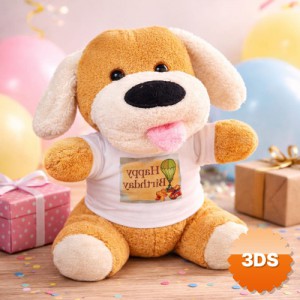 Happy Birthday Tişörtlü Peluş Oyuncak Köpek 25 cm