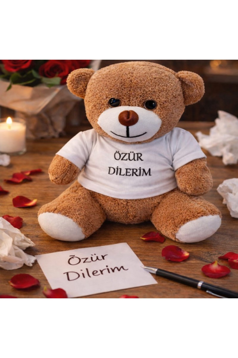 Özür Dilerim Tişörtlü Oyuncak Ayıcık 25 cm