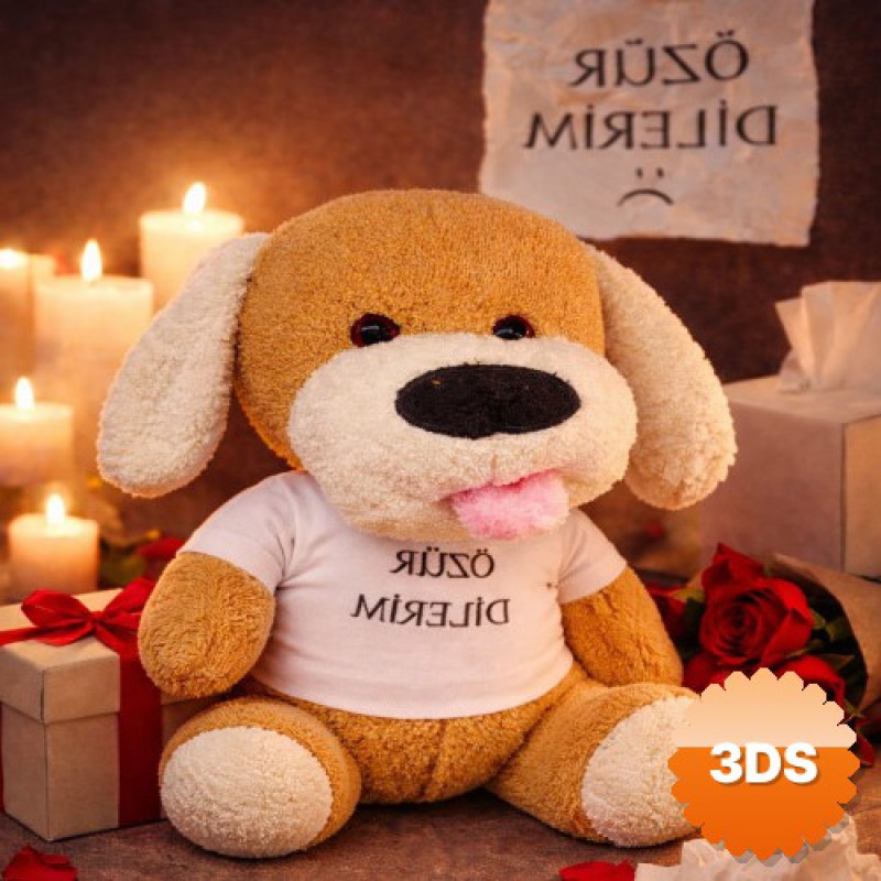 Özür Dilerim Tişörtlü Peluş Oyuncak Köpek 25 cm
