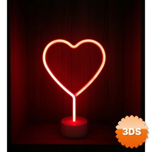 Neon Işıklı Ay Masa Gece Lambası Pil ve Usb Destekli