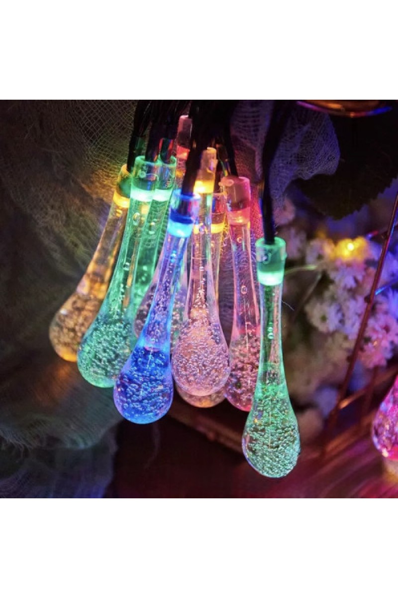 7m 50 LED Damla 8 Fonksiyonlu Solar Panelli RGB