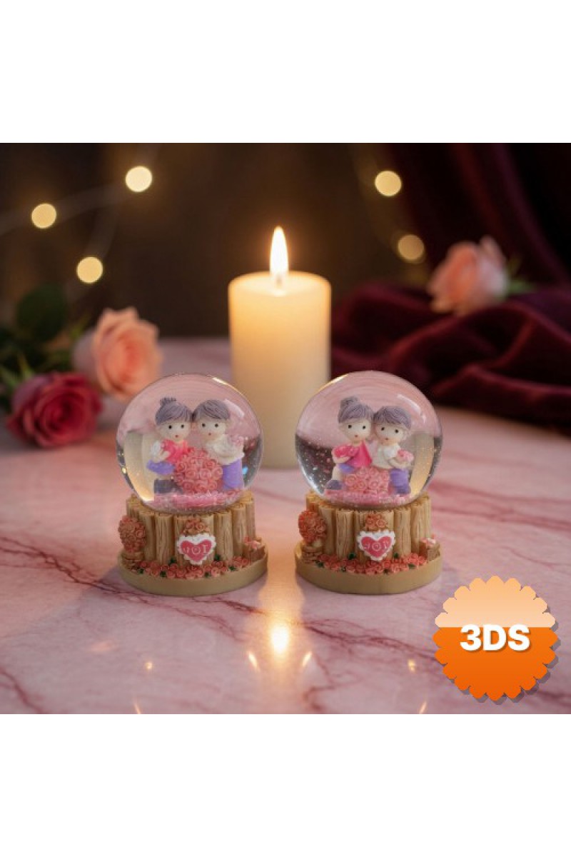 Toptan Sevgili Çift Temalı Işıklı Mini Kar Küresi