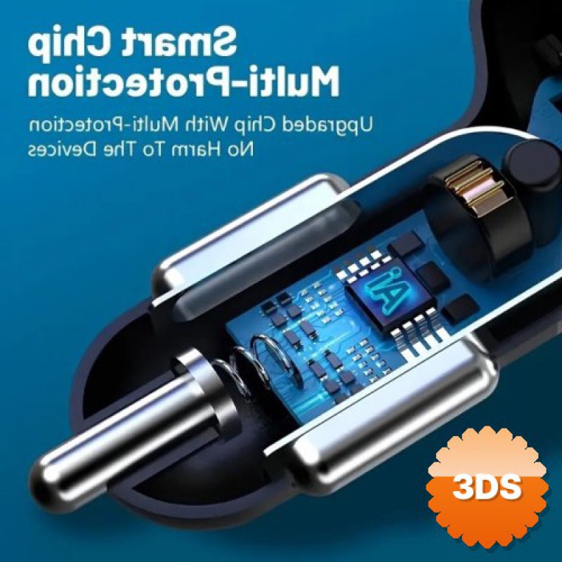 6 Portlu Hızlı Araç Şarj Cihazı 4 USB + 2 Type-C Dijital Göstergeli Oto Şarjı