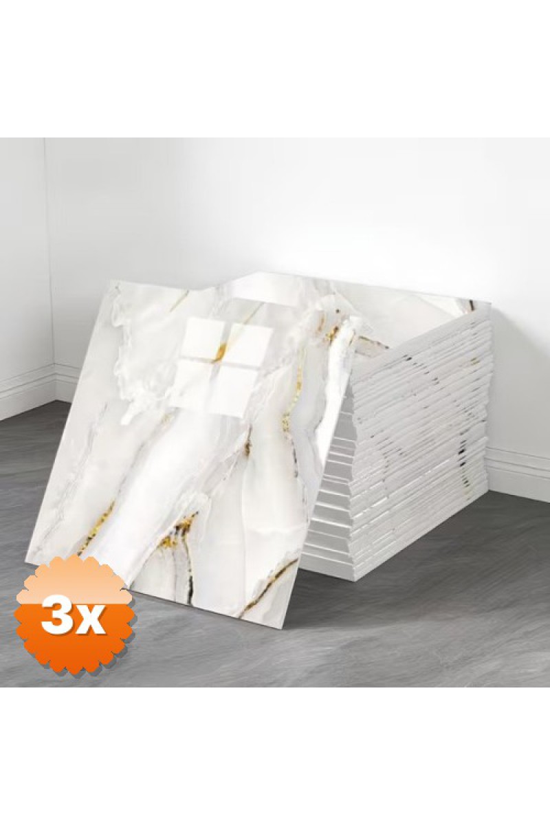 Vinil Beyaz Mermer Desenli Alüminyum Plastik Duvar Sticker 30x30