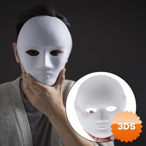 Beyaz Renk Boyanabilir Anonim Tam Yüz Cosplay Maske 24x18 cm