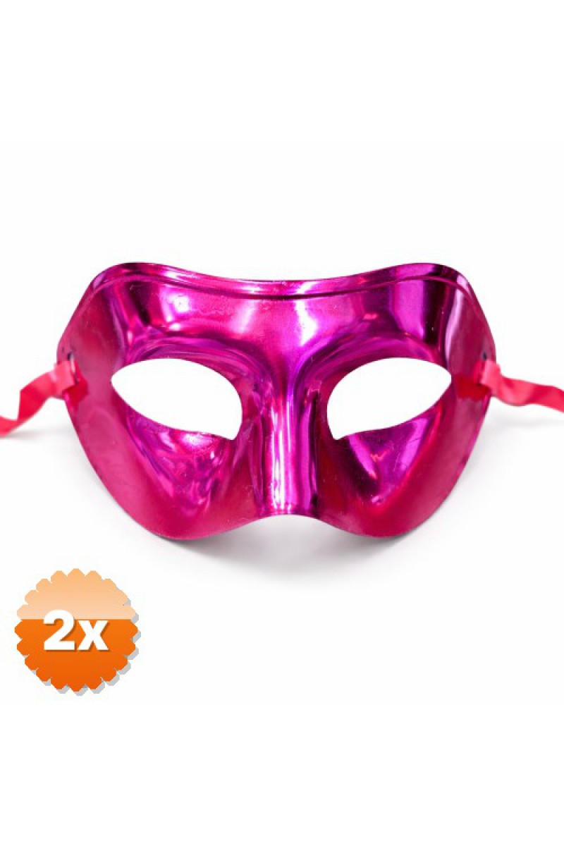 Metalize Parlak Parti Maskesi Pembe Renk 16x7 cm
