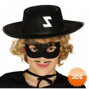 Z Logolu Zorro Şapkası ve Zorro Maskesi Çocuk Boy Kostüm Seti