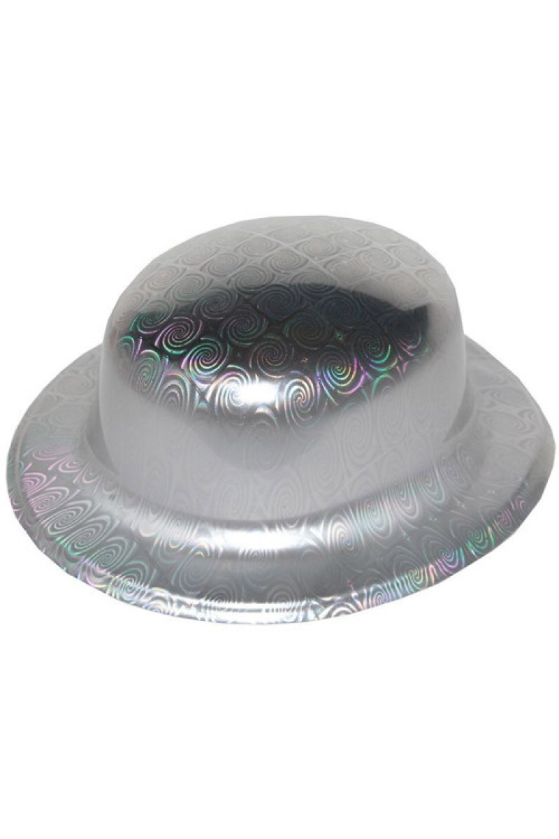 Gümüş Renk Hologramlı Plastik Yuvarlak Melon 27x24 cm
