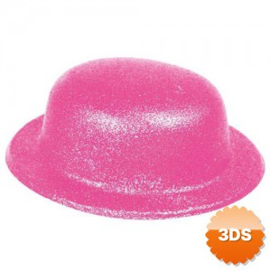 Pembe Renk Simli Melon Yuvarlak Parti Şapkası 24x26 cm