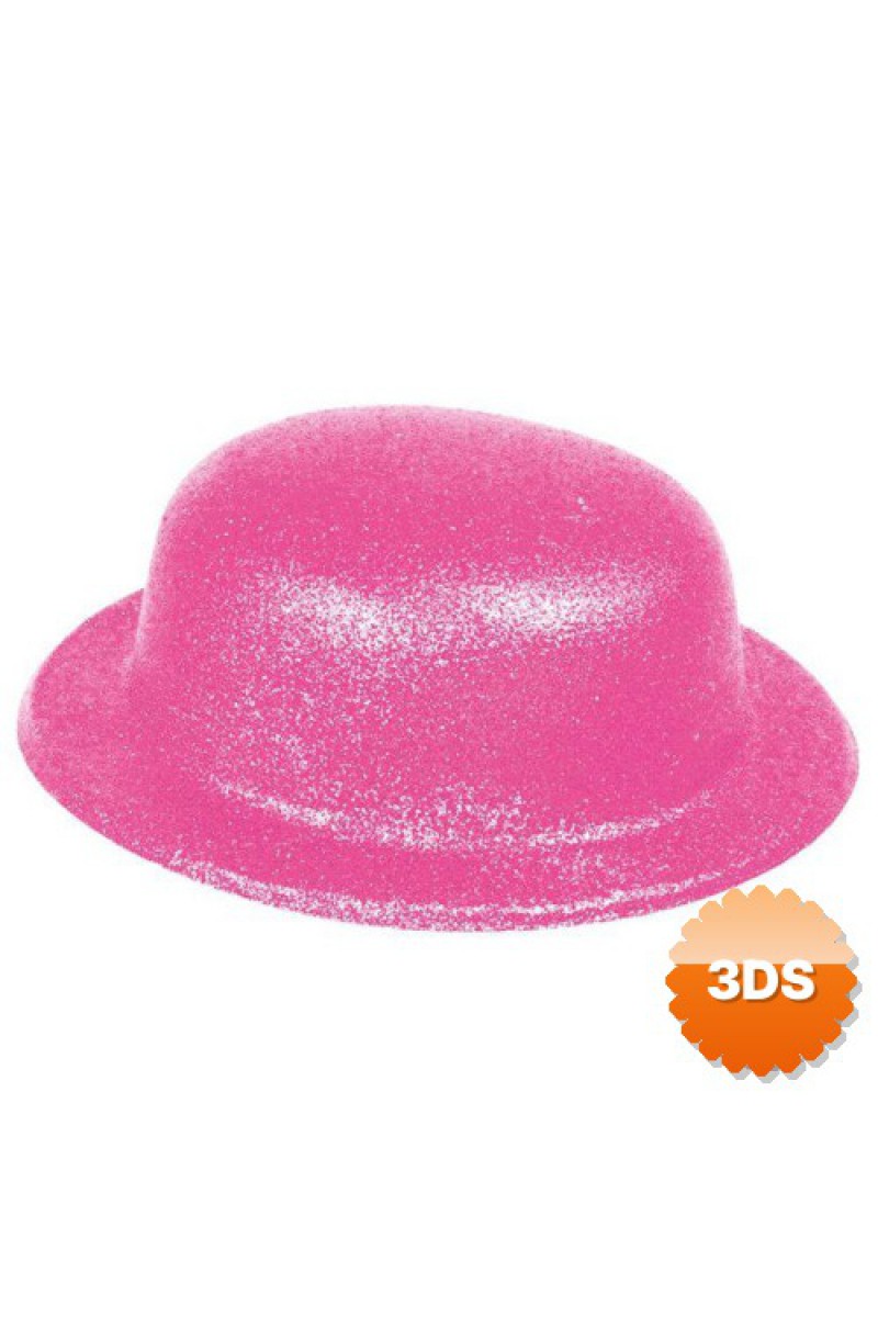 Pembe Renk Simli Melon Yuvarlak Parti Şapkası 24x26 cm
