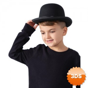 Charlie Chaplin Stil Çocuk Şapkası Siyah Melon Parti Şapkası