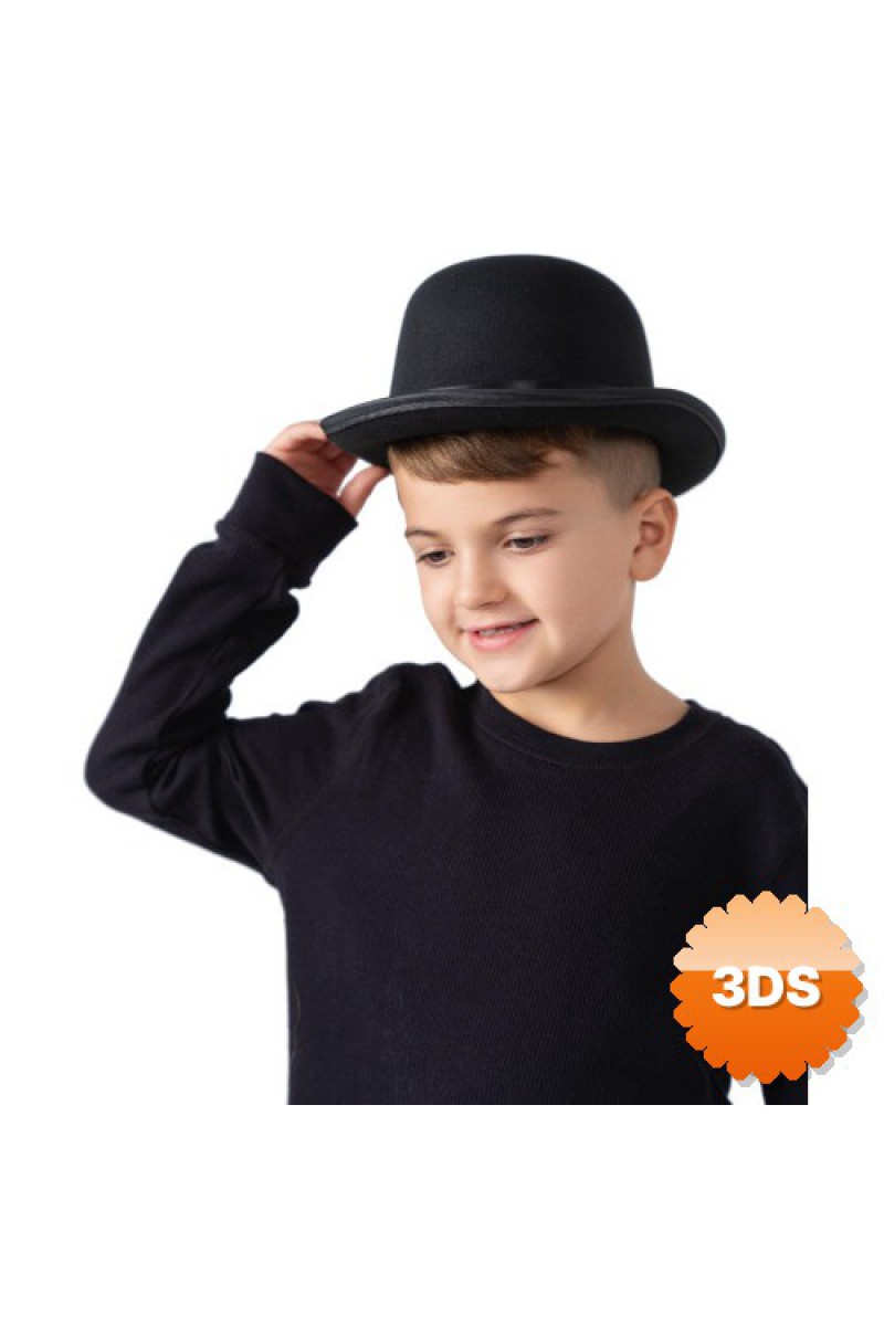 Charlie Chaplin Stil Çocuk Şapkası – Siyah Melon Parti Şapkası