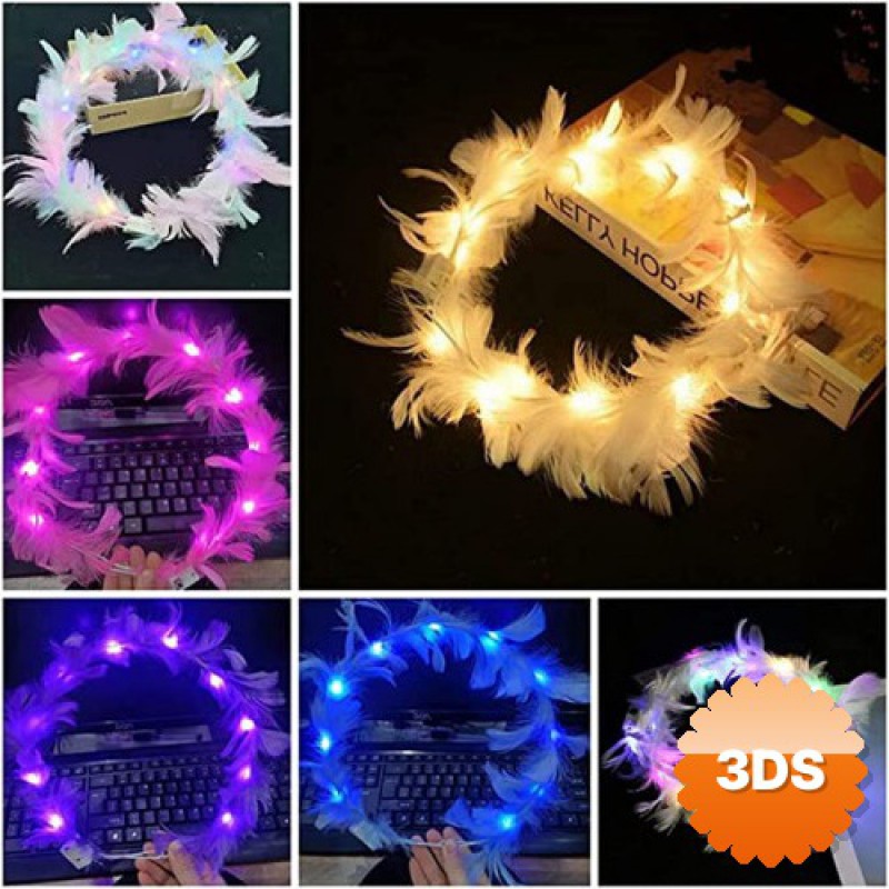 LED Işıklı 3 Fonksiyonlu Otrişli Parti Tacı Pembe 12x12 cm