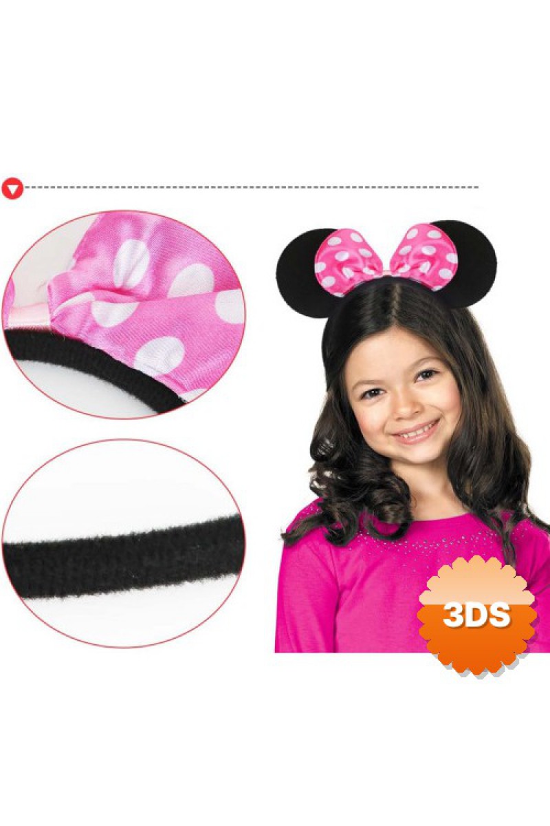 Pembe Fiyonklu Minnie Mouse Tacı Mini Kulak