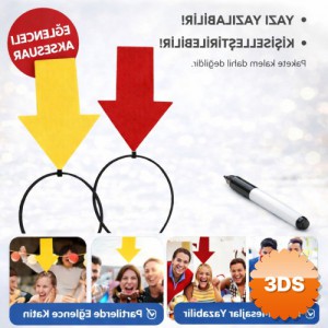 Kişiselleştirilebilir Ok İşaretli Mesaj Tacı 2'li Set Sarı Kırmızı