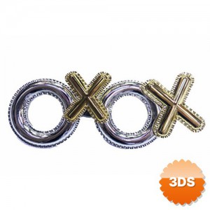Gümüş Renk XOXO Yazılı Parti Gözlüğü 17x7 cm