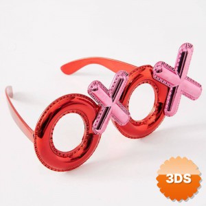 Kırmızı Renk Xoxo Yazılı Parti Gözlüğü 17x7 cm