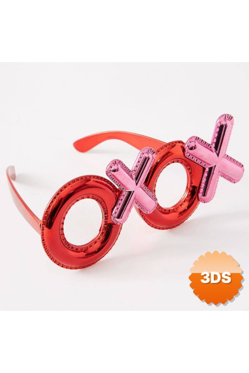 Kırmızı Renk Xoxo Yazılı Parti Gözlüğü 17x7 cm