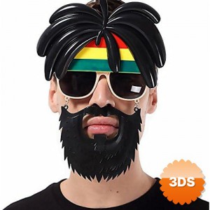 Rasta Peruklu Rasta Sakallı Bob Marley Bıyıklı Parti Gözlüğü 27x18 cm