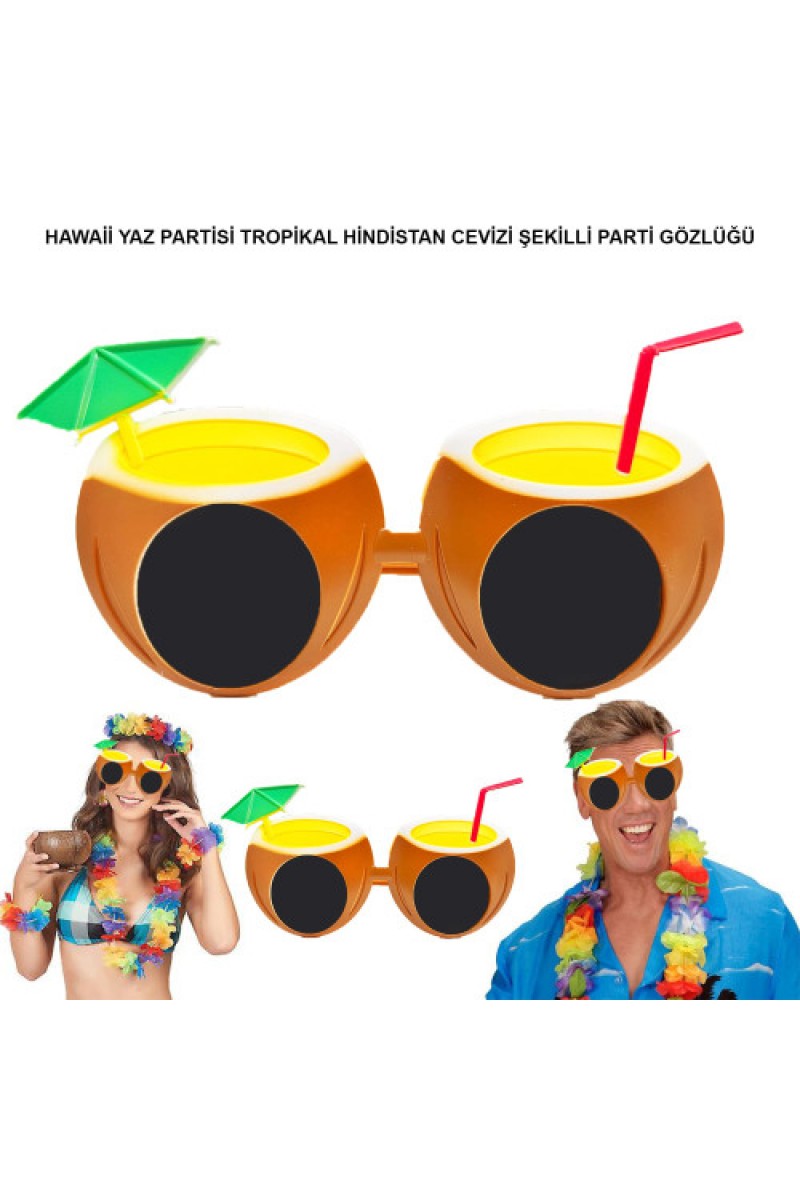 Hindistan Cevizi Tropikal Hawaii Yaza Merhaba Parti Gözlüğü
