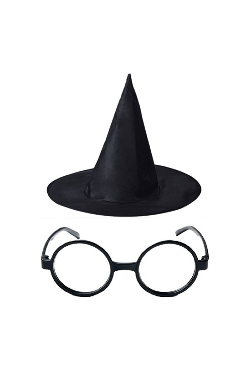 Harry Potter Büyücü Şapkası ve Büyücü Gözlüğü Siyah Renk