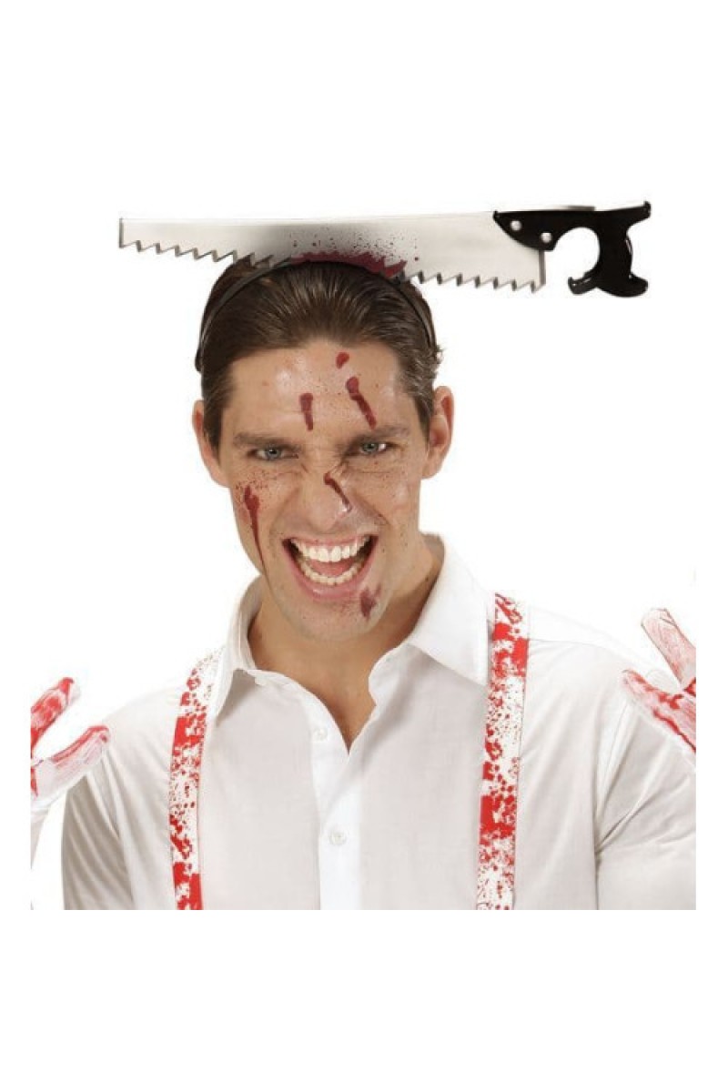 Kafaya Saplanmış Halloween Kanlı Testere Şaka Tacı