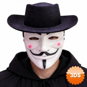 Vendetta Maske ve Şapka Seti Anonim Stil Parti Maskesi