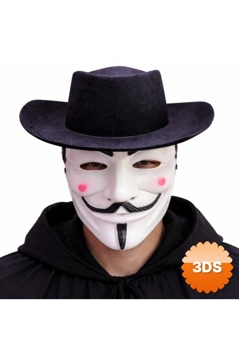 Vendetta Maske ve Şapka Seti Anonim Stil Parti Maskesi