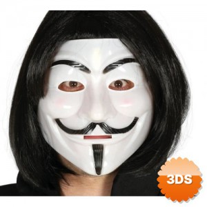 Siyah Renk Takma Kısa Saç ve V For Vendetta Maskesi Anonymous Maskesi